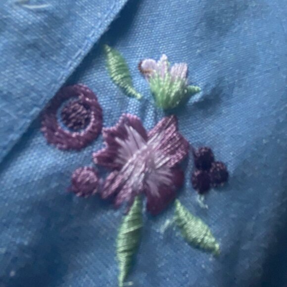 Vtg Embroidered Floral Button-Up Blouse Cottagecore Grandmacore GoldenGirls14/16 - Picture 4 of 13
